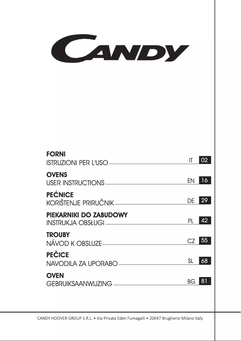 Page 1 de la notice Manuel utilisateur Candy FCXP825NL