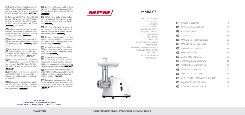 Image de la première page du manuel de l'appareil MMM-05