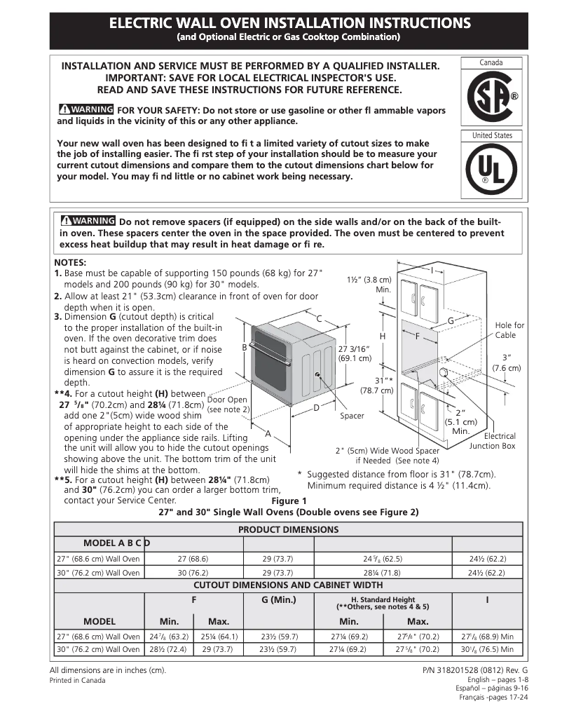 Page 1 de la notice Guide d'installation Electrolux EI30EW35KB