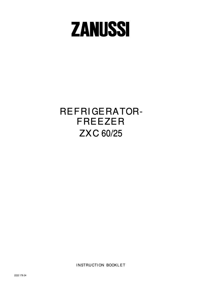 Page 1 de la notice Manuel utilisateur Zanussi ZXC60/25
