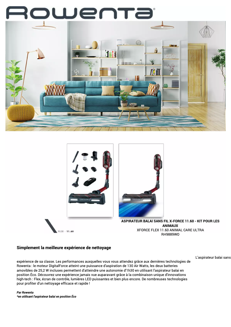 Page n°1 - Manuel utilisateur Rowenta X-Force Flex RH9889