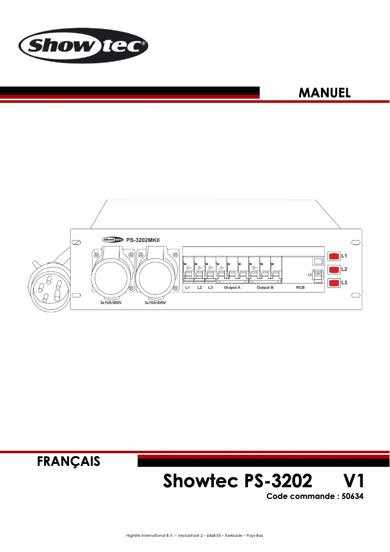 Page 1 de la notice Manuel utilisateur Showtec PS-3202 MKII