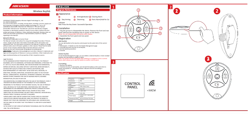 Image de la première page du manuel de l'appareil DS-19K00-Y(433MHz)