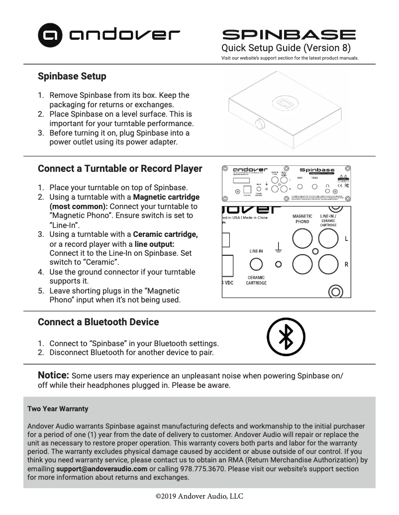 Page 1 de la notice Manuel utilisateur Andover SpinBase