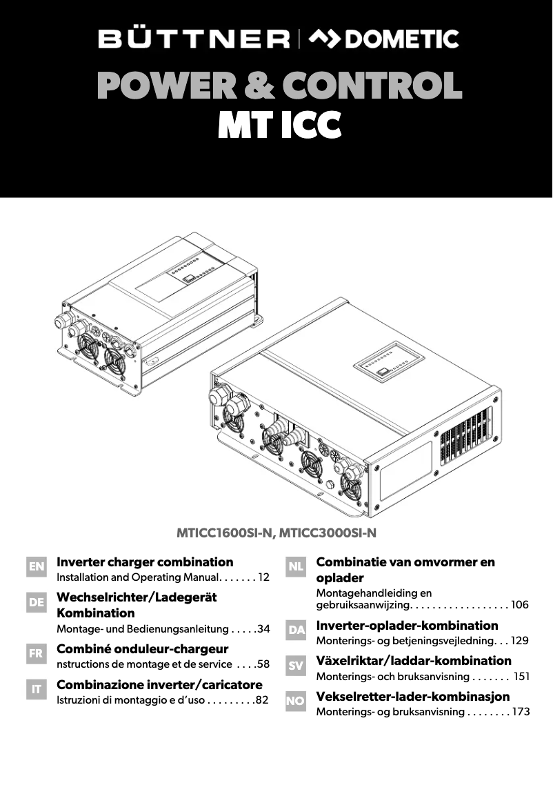 Page 1 de la notice Manuel utilisateur Dometic MT ICC3000SI-N