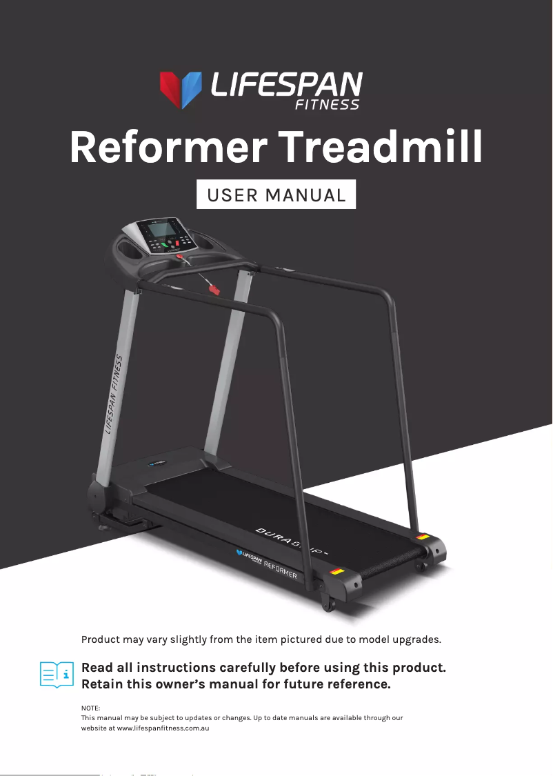 Page 1 de la notice Manuel utilisateur LifeSpan Reformer