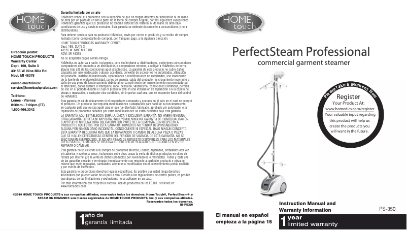 Page 1 de la notice Manuel utilisateur Home Touch PS-350