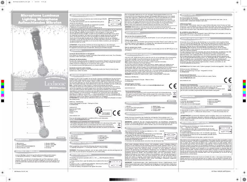 Page n°1 - Manuel utilisateur Lexibook MIC90