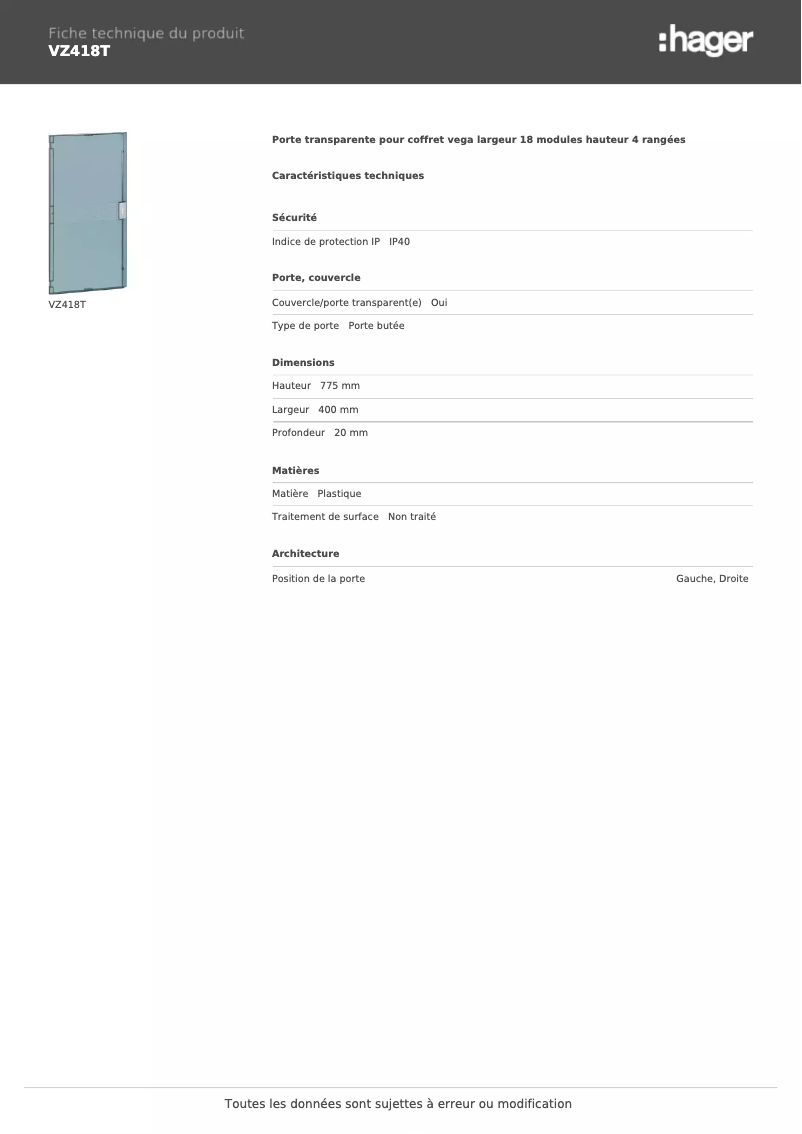 Image de la première page du manuel de l'appareil VZ418T