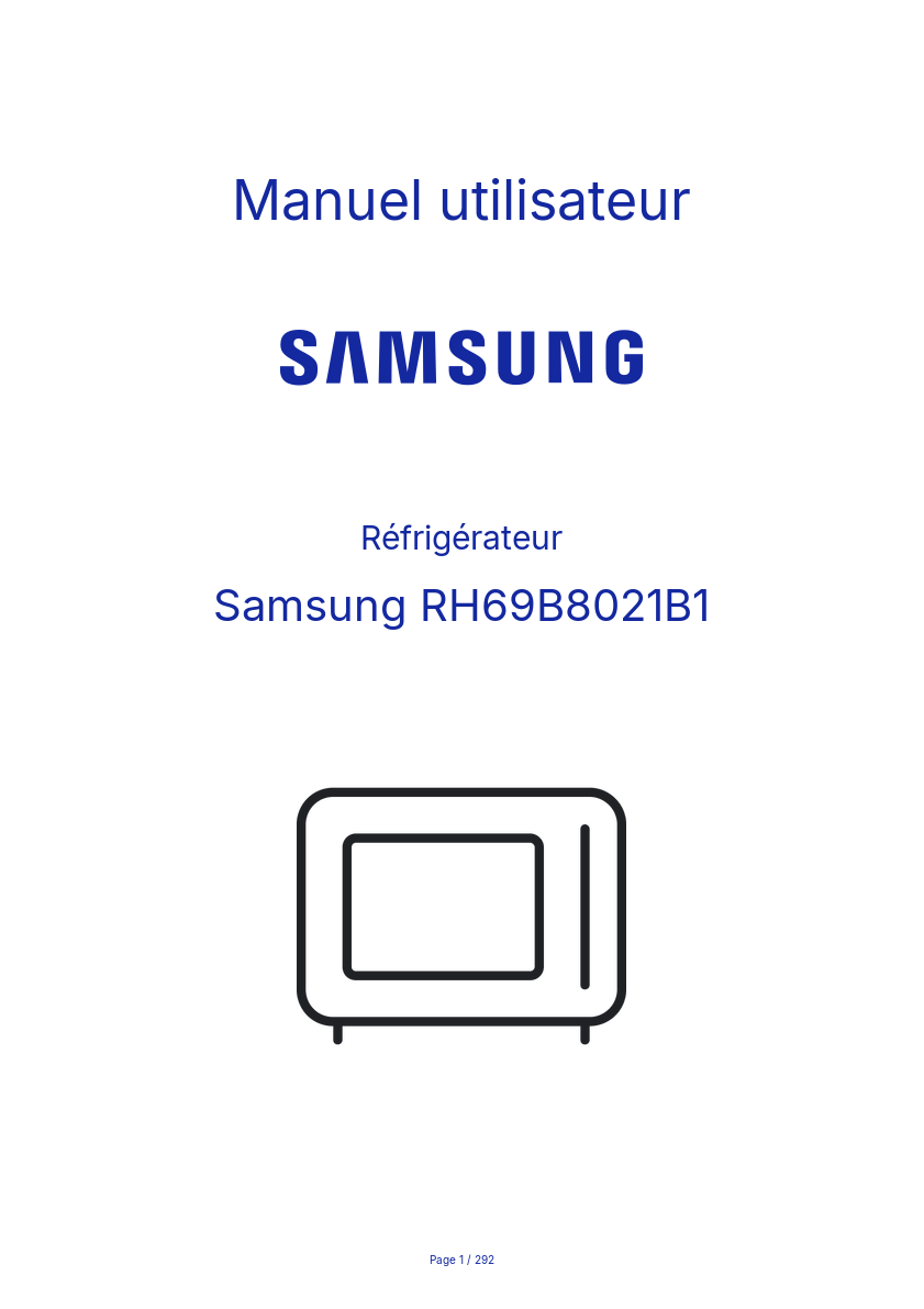Page n°1 - Manuel utilisateur Samsung RH69B8021B1