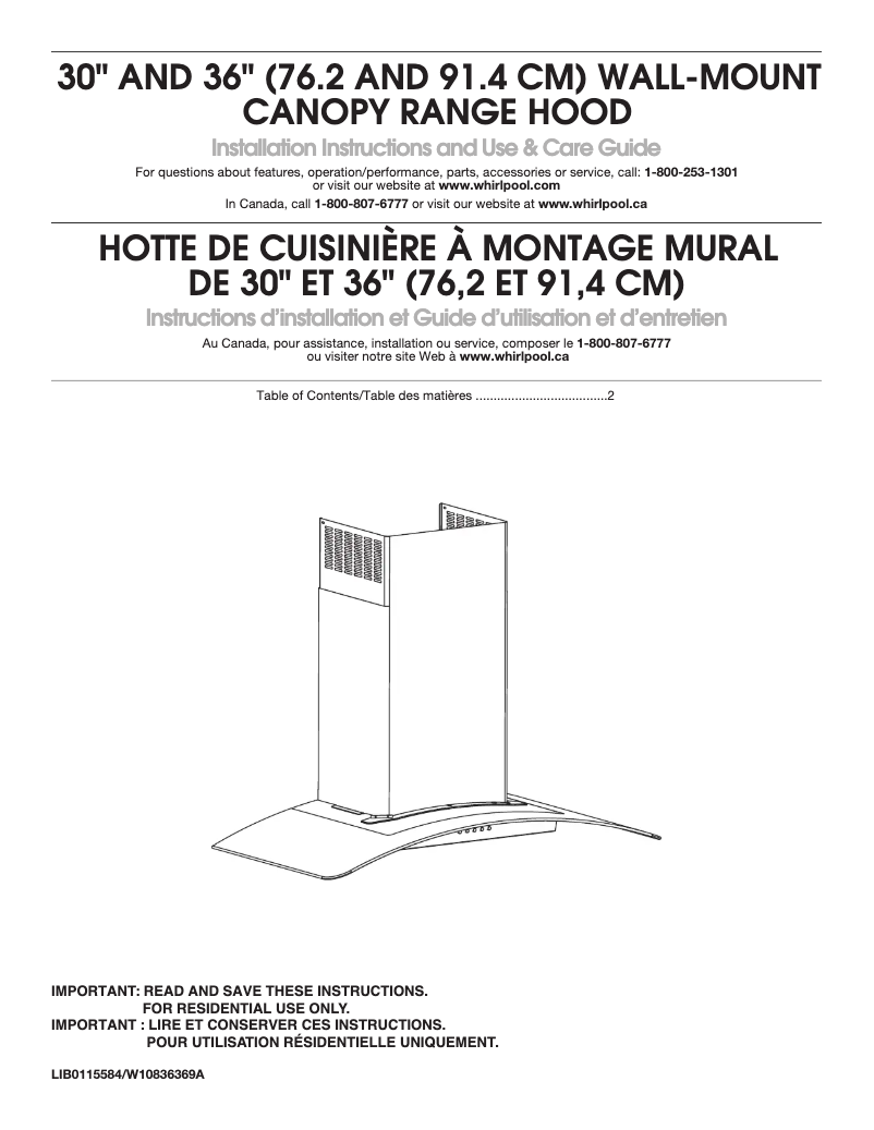 Page n°1 - Guide d'installation Amana WVW51UC6FS