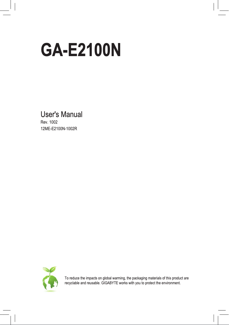 Page n°1 - Manuel utilisateur Gigabyte GA-E2100N