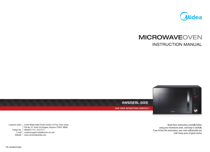 Page n°1 - Manuel utilisateur Midea AQ925EBL-S00E