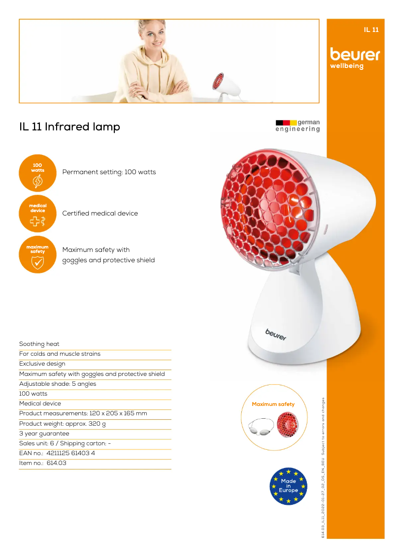 Page n°1 - Fiche technique Beurer IL 11