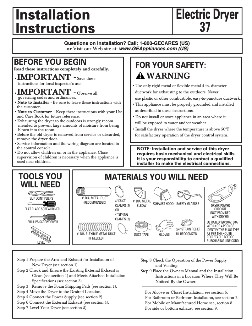 Page n°1 - Guide d'installation Hotpoint NJSR453EWAA