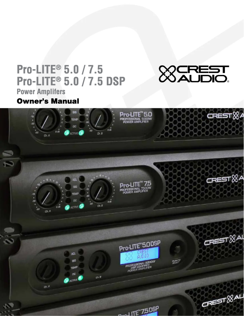 Page 1 de la notice Manuel utilisateur Crest Audio Pro-LITE 7.5