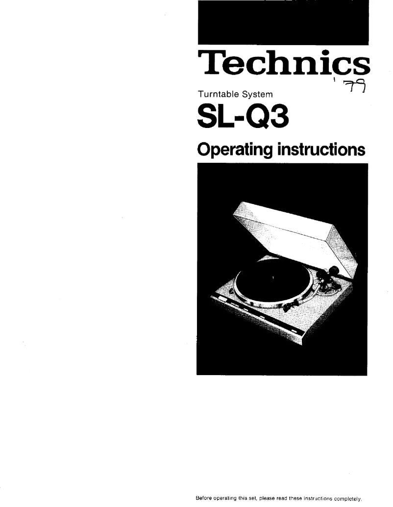 Page n°1 - Manuel utilisateur Technics SL-Q3
