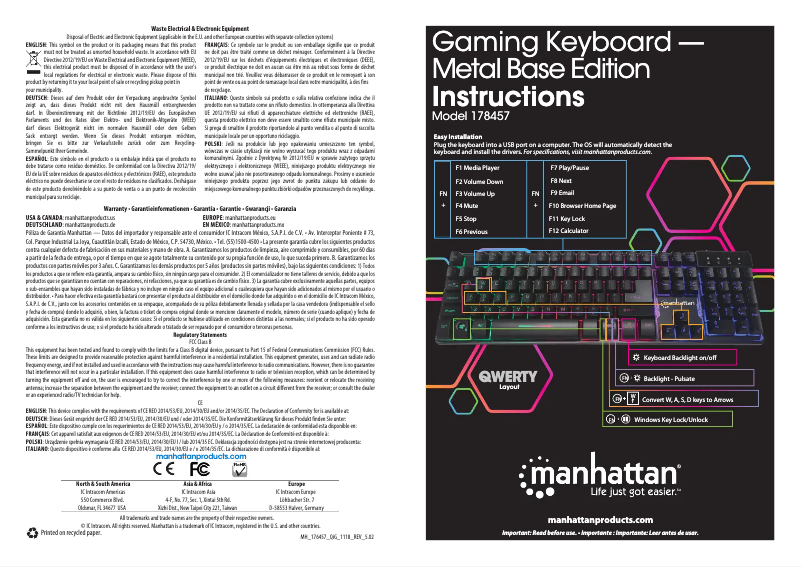Page 1 de la notice Manuel utilisateur Manhattan Base Edition 178457