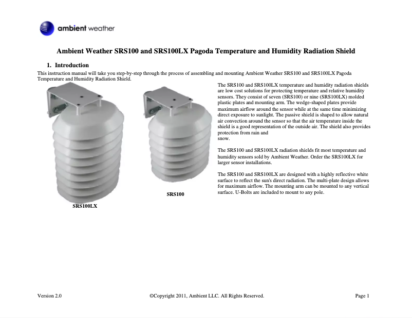 Image de la première page du manuel de l'appareil SRS100LX