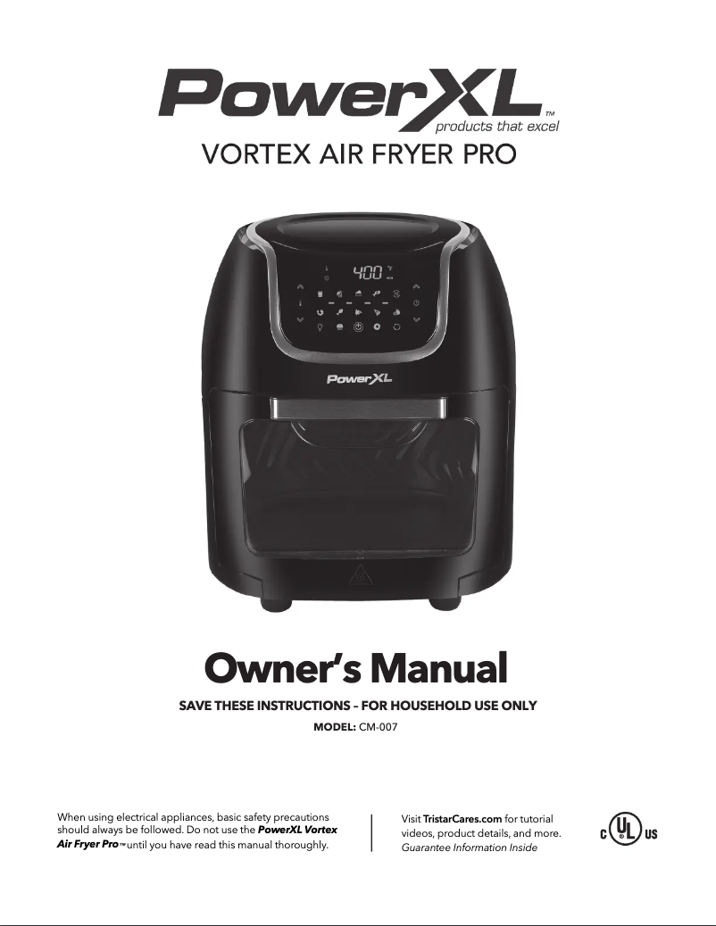 Page n°1 - Manuel utilisateur PowerXL Vortex Air Fryer Pro CM-007