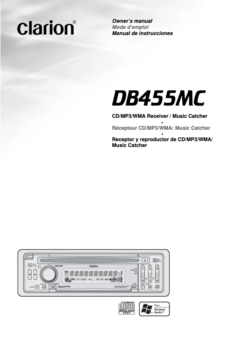 Page n°1 - Manuel utilisateur Clarion DB455MC
