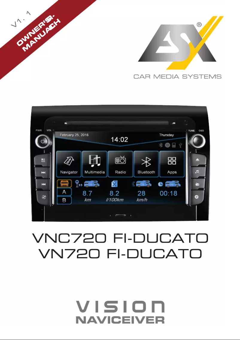 Page n°1 - Manuel utilisateur ESX VN720