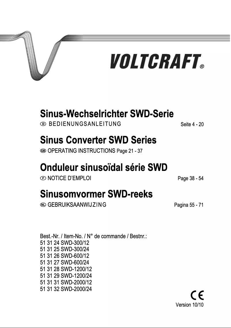 Page n°1 - Manuel utilisateur Voltcraft SWD-300/12