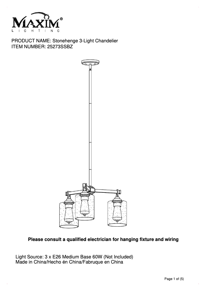 Page n°1 - Manuel utilisateur Maxim Stonehenge 25273SSBZ