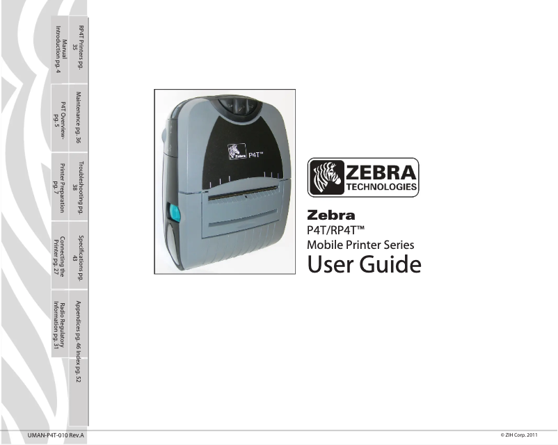 Page n°1 - Manuel utilisateur Zebra P4T