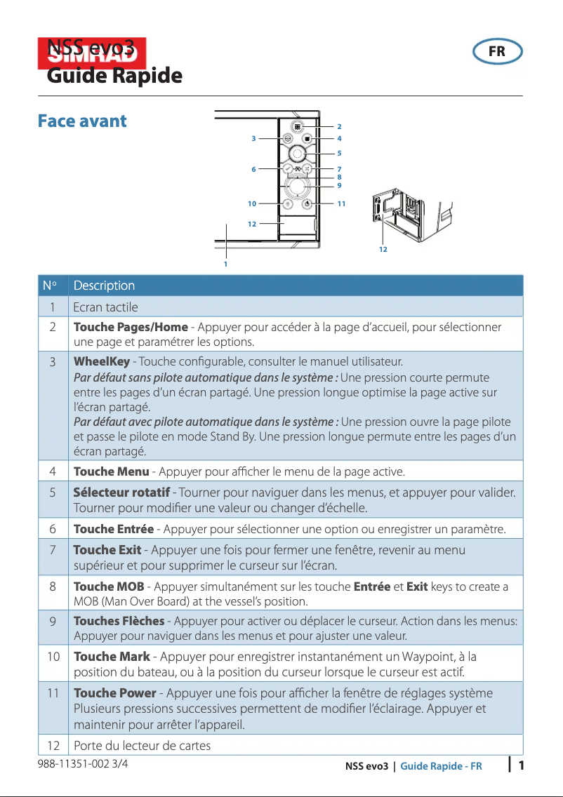 Page n°1 - Guide de démarrage rapide Simrad NSS evo3