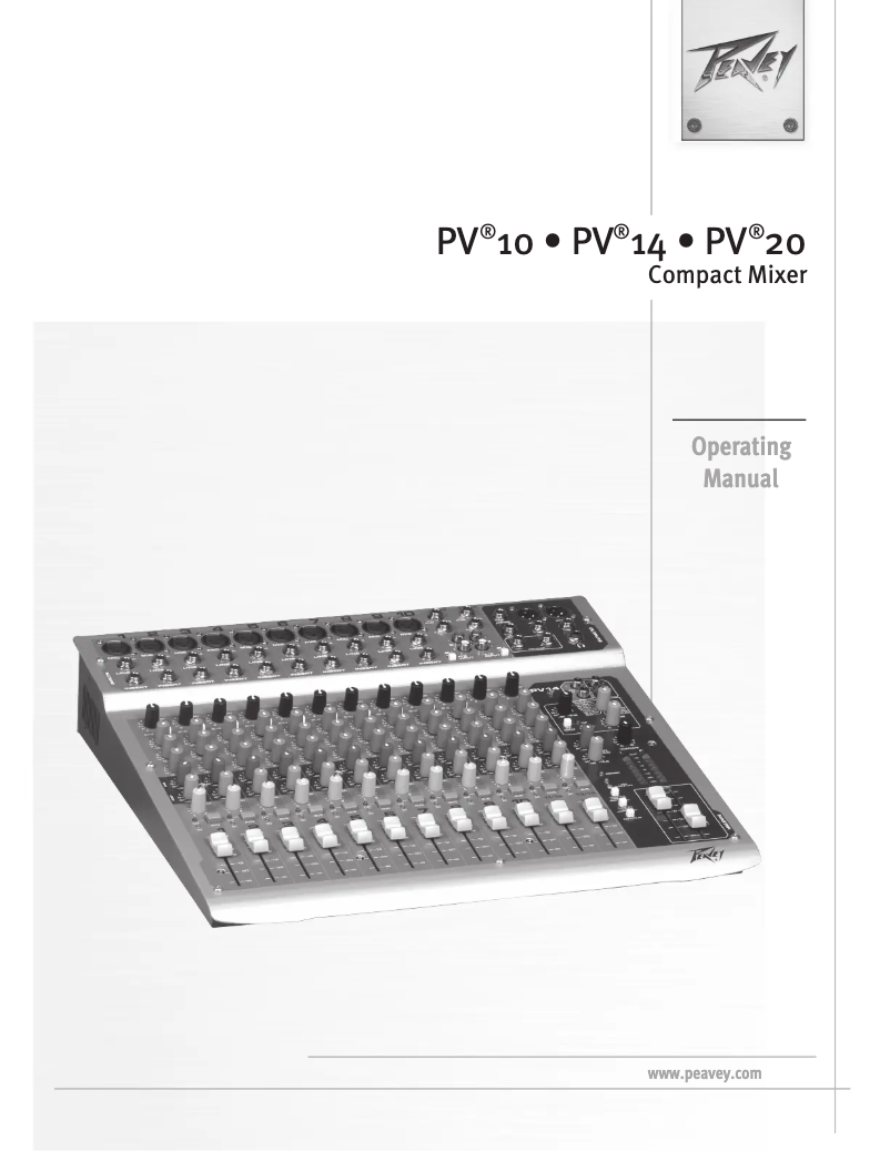 Page n°1 - Manuel utilisateur Peavey PV 20 USB