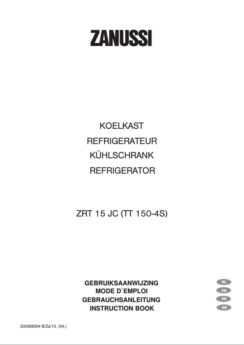 Image de la première page du manuel de l'appareil ZRT 15 JB