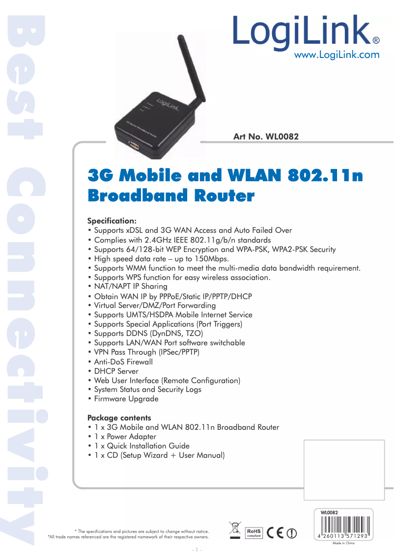 Página 1 del manual Manual de usuario LogiLink WL0082