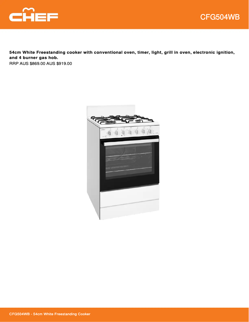 Image de la première page du manuel de l'appareil CFG504WBLP