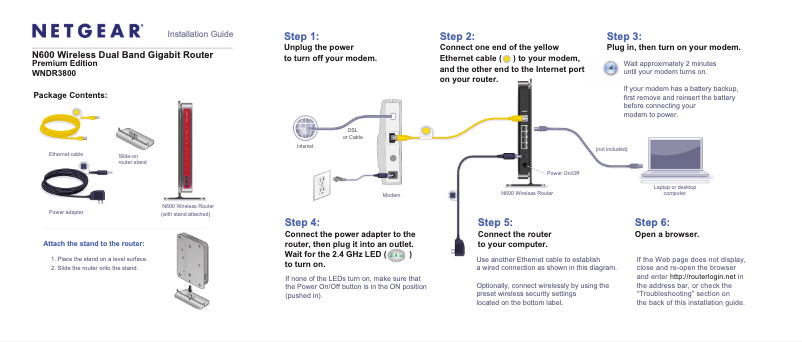 Page n°1 - Guide d'installation Netgear WNDR3800