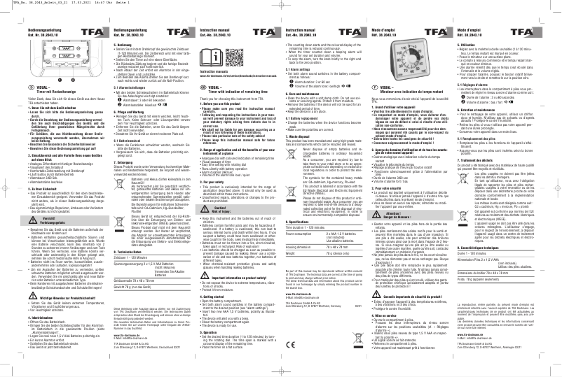 Imagen de la primera página del manual del dispositivo Visual 38.2043.10