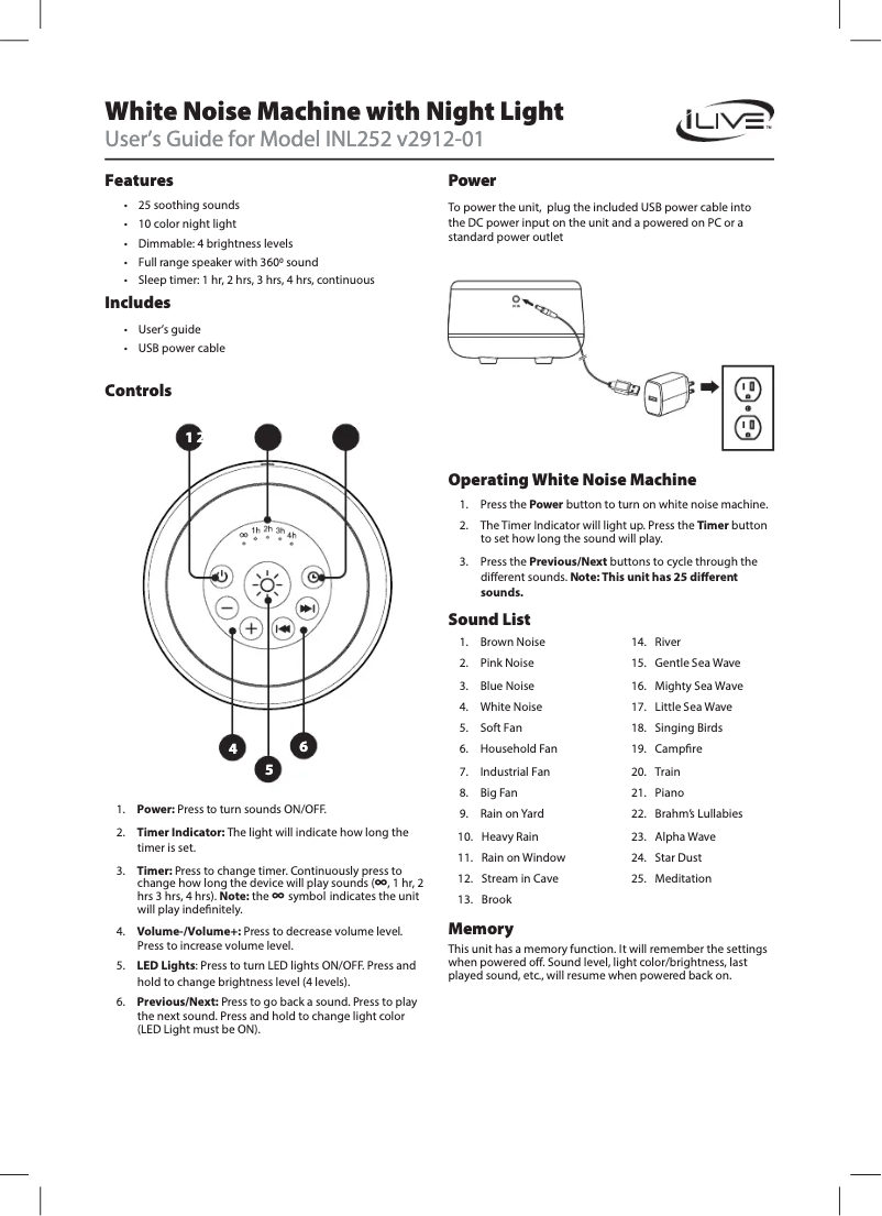 Page 1 de la notice Manuel utilisateur iLive INL252