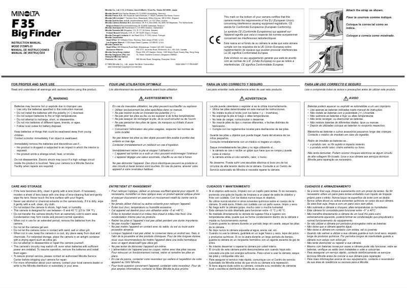 Page n°1 - Manuel utilisateur Konica Minolta Minolta F35