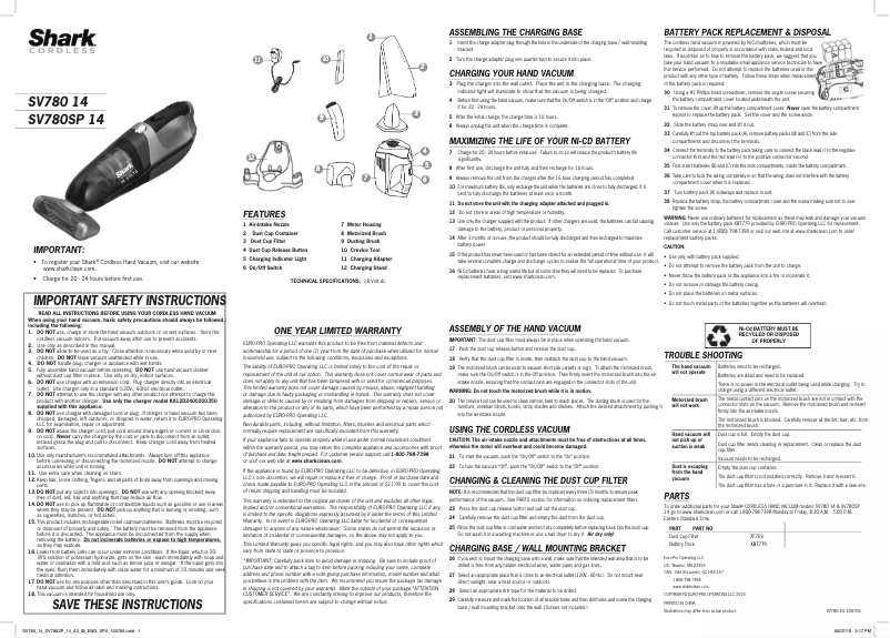 Image de la première page du manuel de l'appareil Pet Perfect SV780