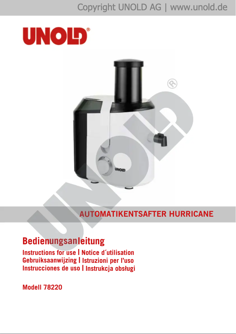 Image de la première page du manuel de l'appareil Hurricane 78220