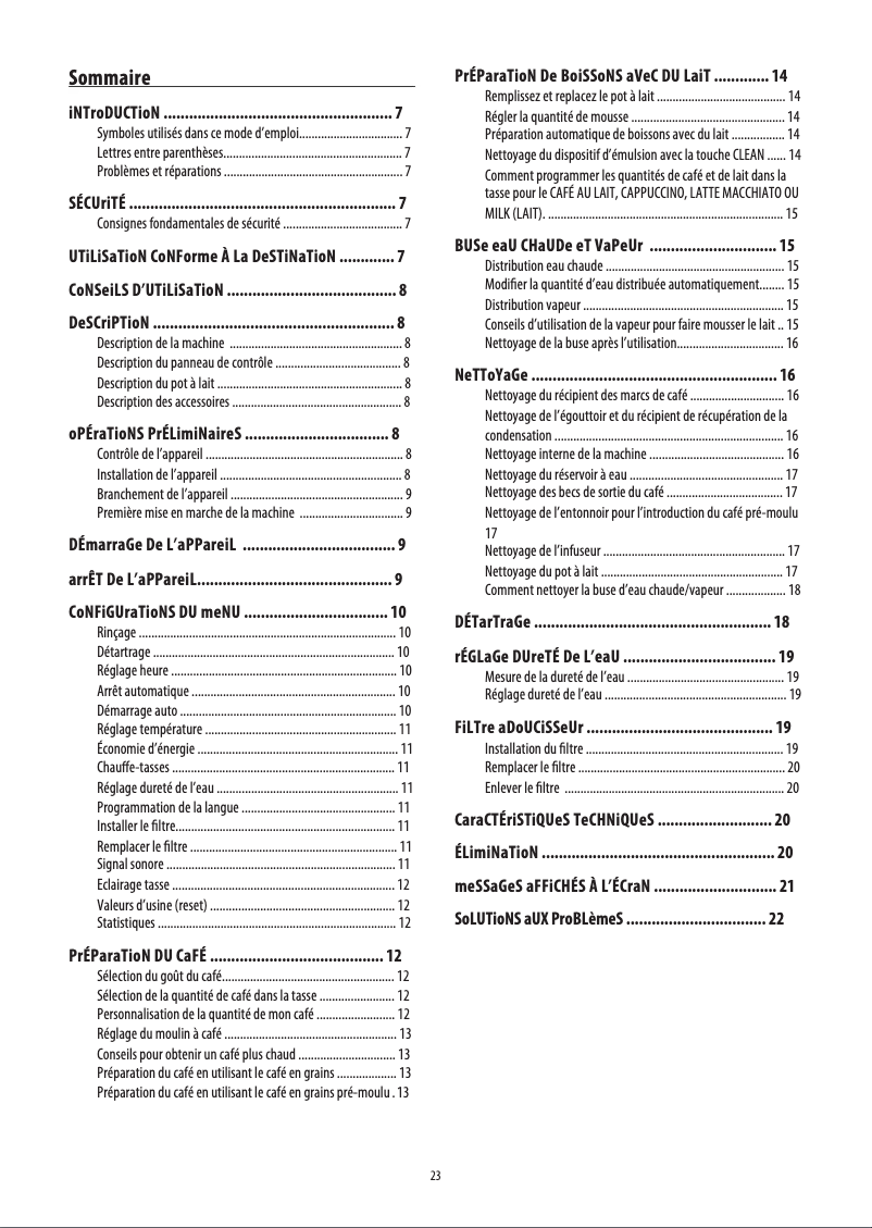 Page n°1 - Manuel utilisateur DeLonghi PrimaDonna S De Luxe ECAM 26.455.M