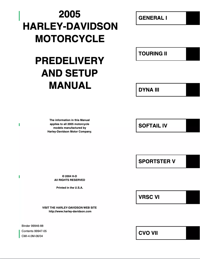 Page 1 de la notice Manuel utilisateur Harley-Davidson VRSC (2005)
