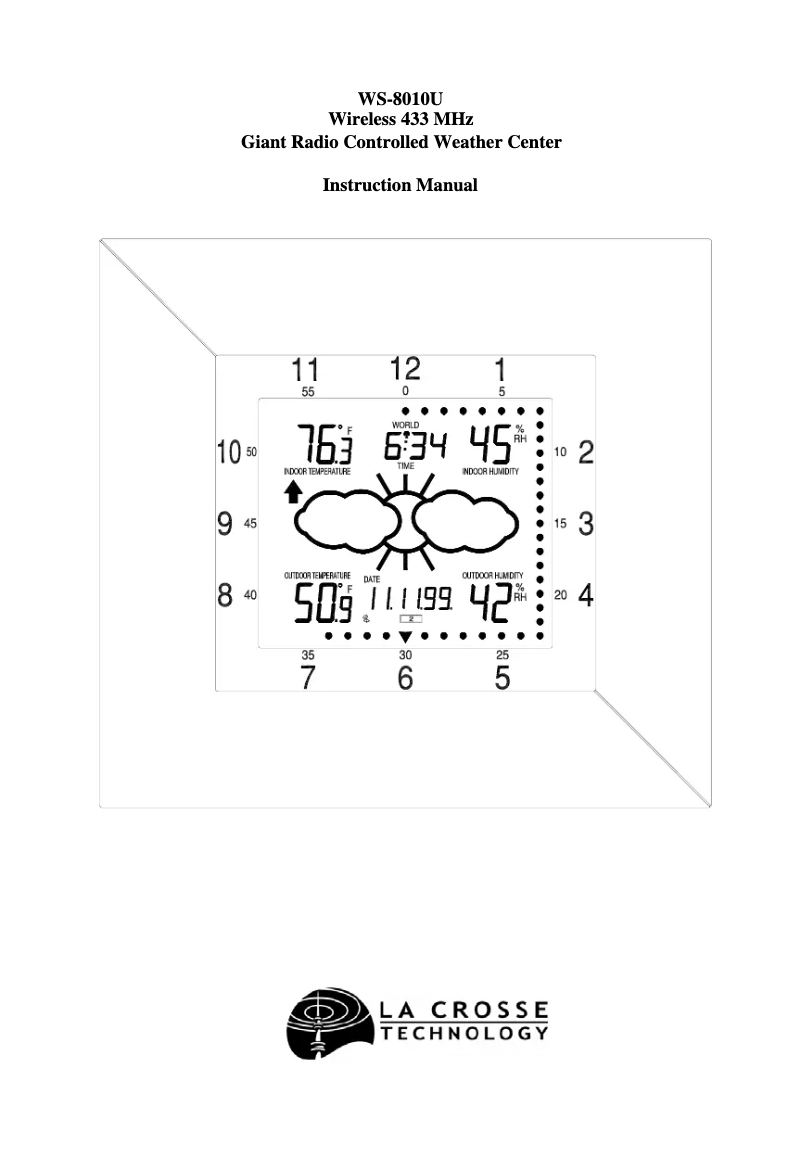 Page 1 de la notice Manuel utilisateur La Crosse Technology WS-8010U