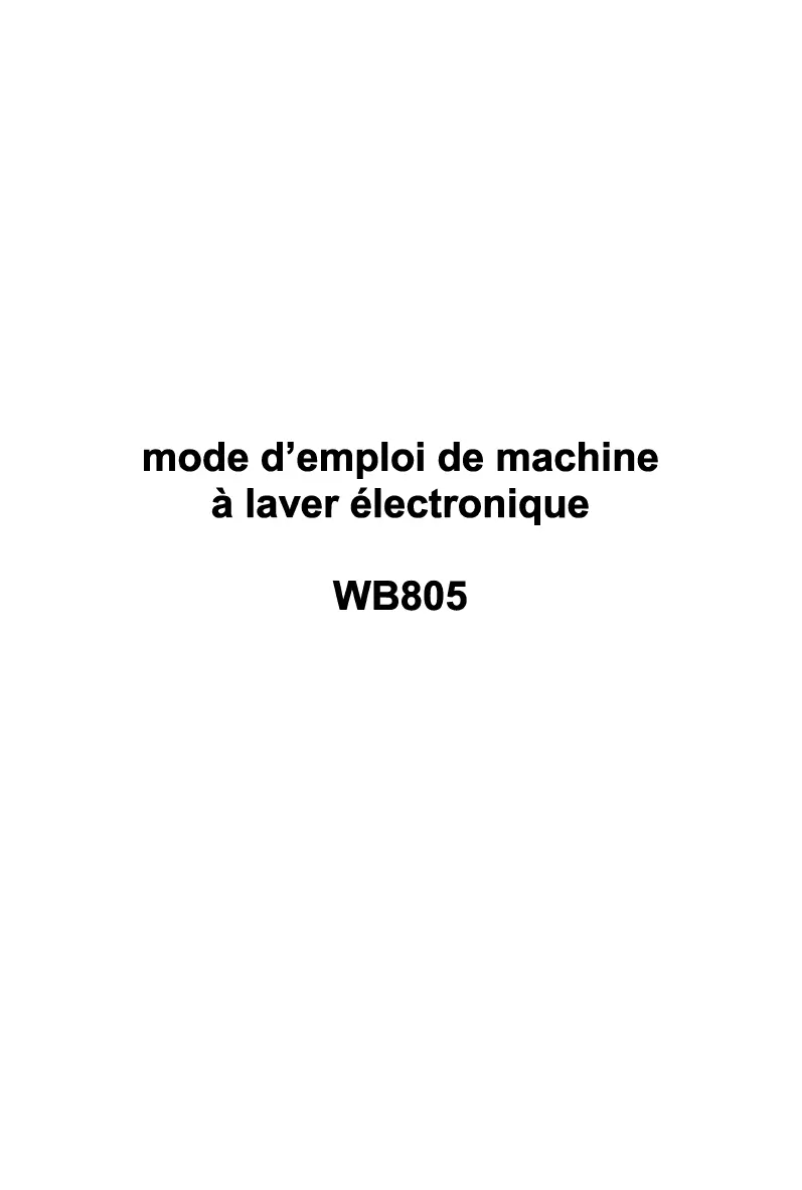Page n°1 - Manuel utilisateur Welco WB805