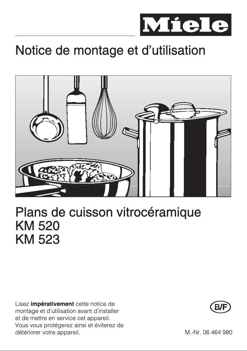 First page image of the manual for KM 523