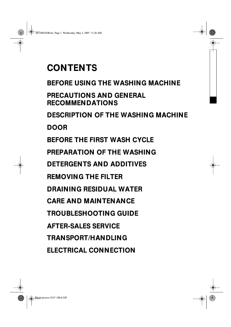 Page 1 de la notice Manuel utilisateur Bauknecht WAI 2640