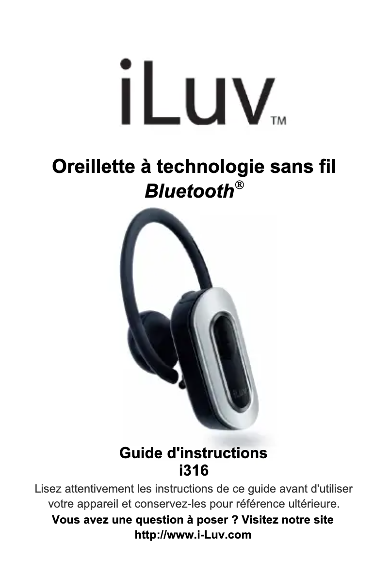 Page 1 de la notice Manuel utilisateur iLuv i316