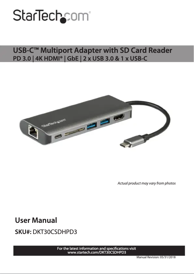 Página 1 del manual Manual de usuario StarTech.com DKT30CSDHPD3