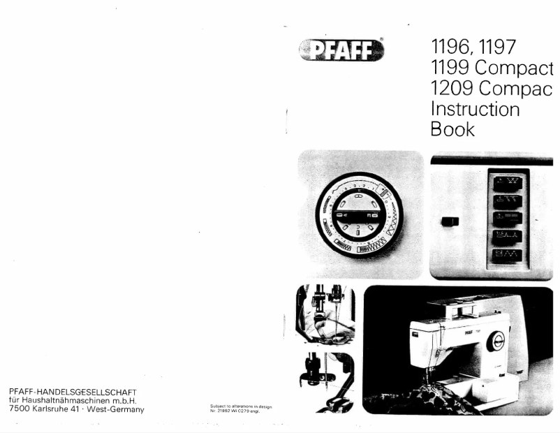 Page n°1 - Manuel utilisateur Pfaff 1209