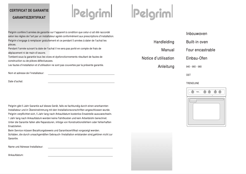 Page 1 of the manual User Manual Pelgrim OST940